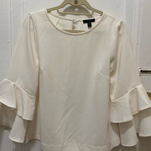 J crew white flute sleeve blouse